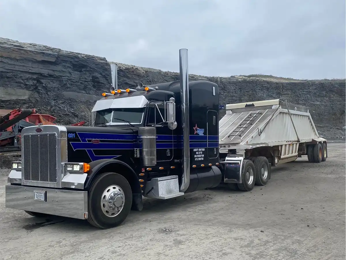 a gravel truck on the job