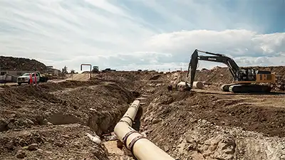 oil field construction, laying an underground pipeline