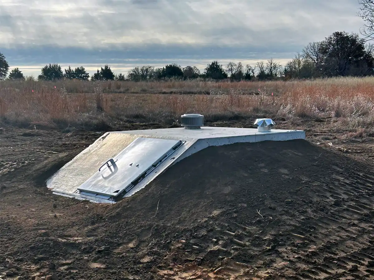 storm shelter that was recently excavated and installed in Oklahoma